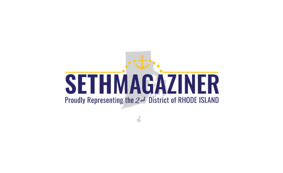 logo blue text with gold anchor and grey RI state image