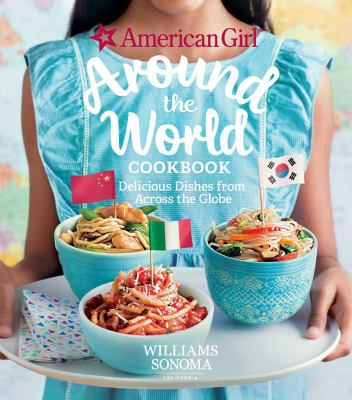 Book Cover:a young girl holding a tray with dishes from three different countries, their flags in the dishes