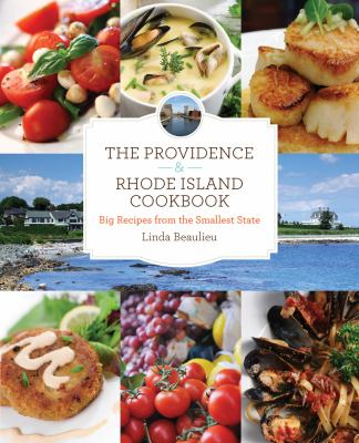 Book Cover:a collage of Rhode island landscapes and food items